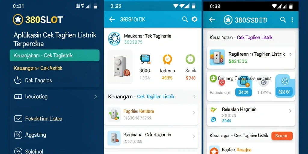 Tampilan antarmuka aplikasi Cek Tagihan Listrik 380SLOT yang user-friendly.