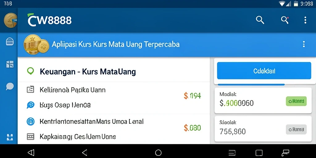 Tampilan antarmuka CW8888 dengan informasi kurs mata uang terkini.