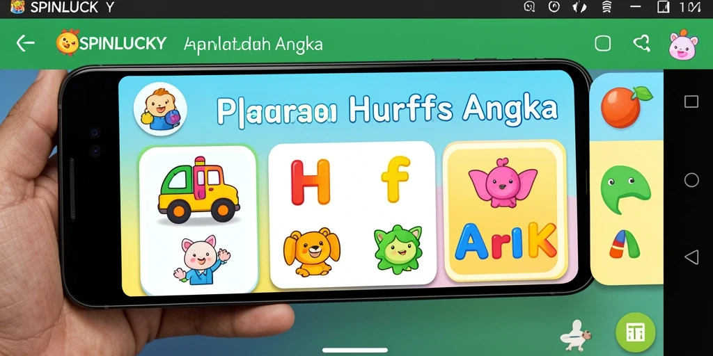 Antarmuka SPINLUCKY yang menyenangkan untuk belajar huruf dan angka.