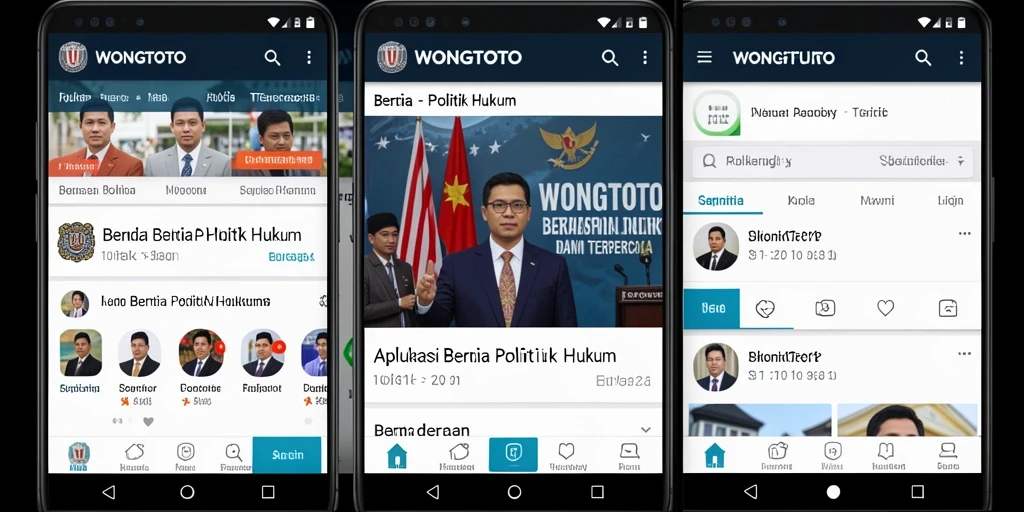 Antarmuka WONGTOTO menampilkan berita politik dan hukum terkini.