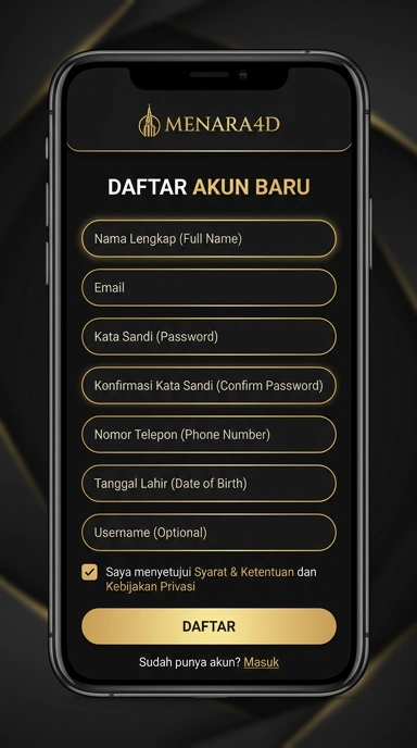 Cara Mudah Daftar Akun Baru menara4d untuk Android
